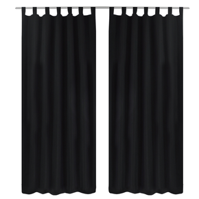 VidaXL 2 kosa črnih satenasih zaves z obročki 140 x 175 cm