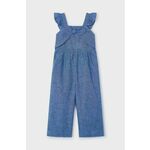 Otroška platnena obleka Mayoral - modra. Otroške kombinezon iz kolekcije Mayoral, izdelan iz enobarvne tkanine. Model iz izjemno udobne, zračne tkanine.
