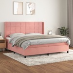 Box spring postelja z vzmetnico roza 200x200 cm žamet - vidaXL - roza - 94,19 - 200 x 200 cm - vidaXL