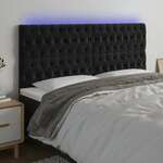 vidaXL LED posteljno vzglavje črno 180x7x118/128 cm žamet