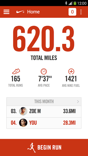 Screenshot aplikacije Nike+ Running