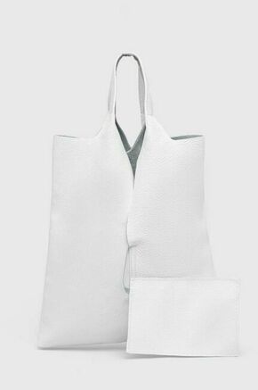 Usnjena torbica Answear Lab bela barva - bela. Srednje velika torbica iz kolekcije Answear Lab. Model brez zapenjanja