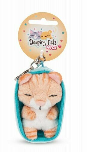 NICI obesek za ključe Sleeping cat 8cm rjavo črtasto