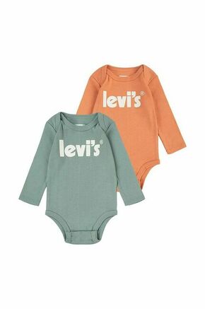 Body za dojenčka Levi's 2-pack - zelena. Body za dojenčka iz kolekcije Levi's. Model izdelan iz pletenine s potiskom.