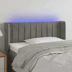 vidaXL LED posteljno vzglavje svetlo sivo 103x16x78/88 cm žamet