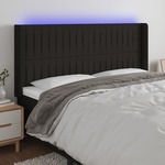 vidaXL LED posteljno vzglavje črno 183x16x118/128 cm blago