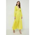 Obleka Twinset rumena barva - rumena. Obleka iz kolekcije Twinset. Model izdelan iz enobarvne tkanine. Poliester zagotavlja večjo odpornost na gubanje.