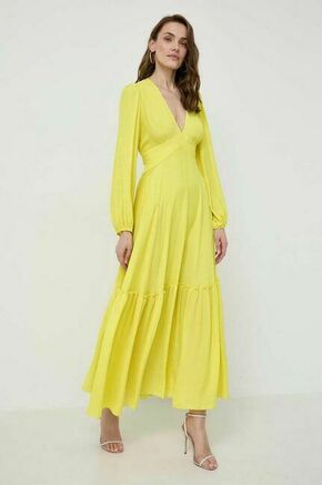 Obleka Twinset rumena barva - rumena. Obleka iz kolekcije Twinset. Model izdelan iz enobarvne tkanine. Poliester zagotavlja večjo odpornost na gubanje.
