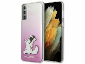 KARL LAGERFELD KLHCS21MCFNRCPI za Samsung Galaxy S21 Plus G996 prozorno pink trda zaščita - Choupette Fun