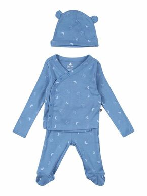 GAP otroška bombažna pižama - modra. Otroška Pižama iz kolekcije GAP. Model izdelan iz vzorčaste pletenine. Vključena kapa.
