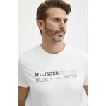 Bombažna kratka majica Tommy Hilfiger moški, bela barva - bež. Kratka majica iz kolekcije Tommy Hilfiger, izdelana iz pletenine s potiskom. Model iz zračne bombažne tkanine.