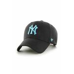 Bombažna kapa s šiltom 47 brand MLB New York Yankees črna barva - črna. Kapa s šiltom iz kolekcije 47 brand. Model izdelan iz tkanine z nalepko.