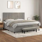 Box spring postelja z vzmetnico svetlo siva 200x200 cm žamet - vidaXL - Siva - 99,04 - 200 x 200 cm - vidaXL
