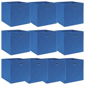 VidaXL Škatle za shranjevanje 10 kosov modre 32x32x32 cm blago