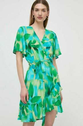 Obleka Liu Jo zelena barva - zelena. Lahkotna obleka iz kolekcije Liu Jo. Model izdelan iz vzorčaste tkanine. Model iz tankega materiala je idealen za toplejše letne čase.
