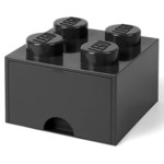LEGO škatla za shranjevanje 4 - s predalom črna 250 x 250 x 180 mm