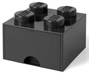 LEGO škatla za shranjevanje 4 - s predalom črna 250 x 250 x 180 mm