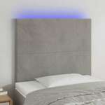 vidaXL LED posteljno vzglavje svetlo sivo 80x5x118/128 cm žamet