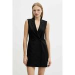Obleka Armani Exchange črna barva, XW001414 AF10855 - črna. Obleka iz kolekcije Armani Exchange. Model izdelan iz enobarvne tkanine. Poliester zagotavlja večjo odpornost na gubanje.