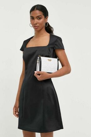 Obleka Guess črna barva - črna. Obleka iz kolekcije Guess. Model izdelan iz enobarvne tkanine. Zaradi vsebnosti poliestra je tkanina bolj odporna na gubanje.