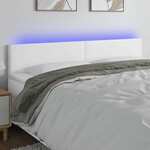 shumee LED posteljno vzglavje belo 160x5x78/88 cm umetno usnje