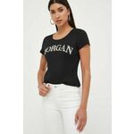 Kratka majica Morgan ženski, črna barva - črna. Kratka majica iz kolekcije Morgan, izdelana iz tanke, elastične pletenine. Model iz mehke in zračne tkanine je idealen za toplejše letne čase.