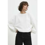 Bombažen pulover Answear Lab ženska, bela barva - bela. Pulover iz kolekcije Answear Lab, izdelan iz melange materiala. Model iz izjemno udobne bombažne tkanine.