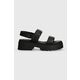 Usnjeni sandali HUGO Kris ženski, črna barva, 50517374 - črna. Sandali iz kolekcije HUGO. Model je izdelan iz naravnega usnja. Model z mehkim, oblikovanim vložkom zagotavlja udobje.