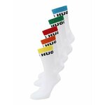 Nogavice HUGO 5-pack moške, bela barva, 50514968 - bela. Visoke nogavice iz kolekcije HUGO. Model izdelan iz fleksibilnega, debelega materiala. V kompletu je pet parov.