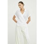 Srajca Luisa Spagnoli ženska, bela barva - bela. Srajca iz kolekcije Luisa Spagnoli, izdelana iz enobarvne tkanine. Model iz izjemno udobne, zračne tkanine.