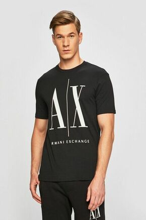 Bombažna kratka majica Armani Exchange Črna barva - črna. Lahkotna kratka majica iz kolekcije Armani Exchange. Model izdelan iz tanke
