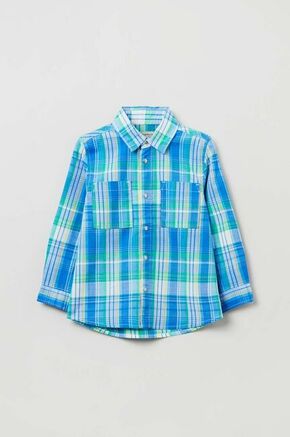 Otroška bombažna srajca OVS - modra. Otroška srajca iz kolekcije OVS. Model izdelan iz karo tkanine.