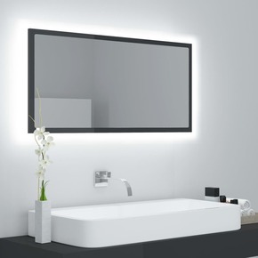 Shumee LED kopalniško ogledalo visok sijaj sivo 90x8