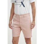 Kratke hlače Pepe Jeans moški, roza barva - roza. Kratke hlače iz kolekcije Pepe Jeans. Model izdelan iz rahlo elastičnega materiala, ki zagotavlja udobje in svobodo gibanja. Model iz tankega materiala je idealen za toplejše letne čase.