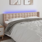vidaXL LED posteljno vzglavje kapučino 163x16x78/88 cm umetno usnje