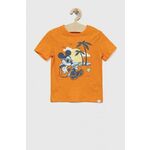 Otroška bombažna kratka majica GAP x Disney oranžna barva - oranžna. Otroška lahkotna kratka majica iz kolekcije GAP, izdelana iz pletenine, prijetne na optip. Model iz izjemno udobne bombažne tkanine.