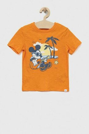 Otroška bombažna kratka majica GAP x Disney oranžna barva - oranžna. Otroška lahkotna kratka majica iz kolekcije GAP