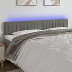 Vidaxl LED posteljno vzglavje svetlo sivo 180x5x78/88 cm žamet