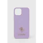 Guess iphone 13 mini 5,4" ovitek vijolična/vijolična trda torbica saffiano 4g majhen kovinski logotip