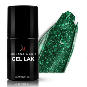 Juliana Nails Gel Lak Glamour Elf zelena z bleščicami No.972 6ml