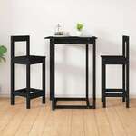 vidaXL Barski stol 2 kosa črne barve 40x41,5x112 cm trdna borovina