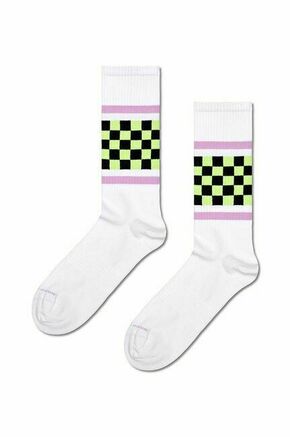 Nogavice Happy Socks Checked Stripe Sneaker Sock bela barva - bela. Nogavice iz kolekcije Happy Socks. Model izdelan iz elastičnega
