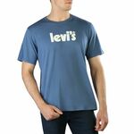 Bombažna kratka majica Levi's - modra. Ohlapna kratka majica iz kolekcije Levi's. Model izdelan iz tanke, elastične pletenine.