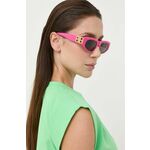 Sončna očala Balenciaga ženski, roza barva - roza. Sončna očala iz kolekcije Balenciaga. Model z enobarvnimi stekli in okvirji iz kombinacije umetne snovi in kovine. Ima filter UV 400.