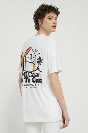 Bombažna kratka majica On Vacation Mi Casa bela barva