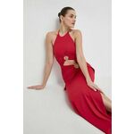 Obleka Bardot rdeča barva - rdeča. Obleka iz kolekcije Bardot. Model izdelan iz zelo elastične pletenine. Model iz tankega materiala je idealen za toplejše letne čase.