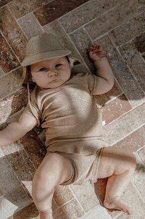 Kratka majica za dojenčka That's mine rjava barva - rjava. Kratka majica za dojenčka iz kolekcije That's mine. Model izdelan iz enobarvne pletenine.