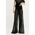 Hlače Rick Owens Lilies črna barva, LI01E4334OT - črna. Hlače iz kolekcije Rick Owens Lilies izdelane iz enobarvnega materiala. Poliester zagotavlja večjo odpornost na gubanje.