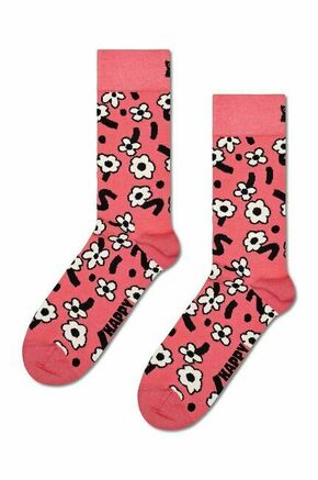 Nogavice Happy Socks Dancing Flower Sock roza barva - roza. Nogavice iz kolekcije Happy Socks. Model izdelan iz elastičnega