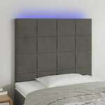 Greatstore LED posteljno vzglavje temno sivo 80x5x118/128 cm žamet